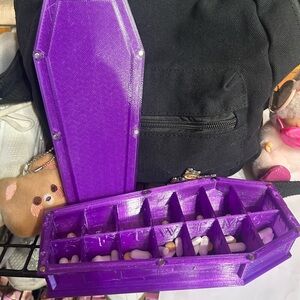 Purple Coffin-Shaped Pill Organizer